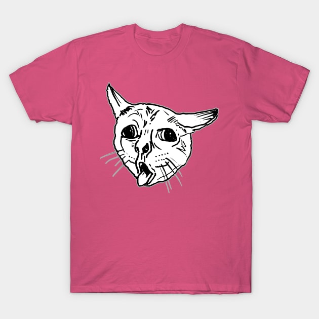 Ugly Coughing Cat Meme T-Shirt by sketchnkustom